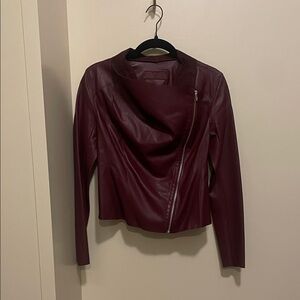 BlankNYC Burgundy Cropped Leather Jacket
